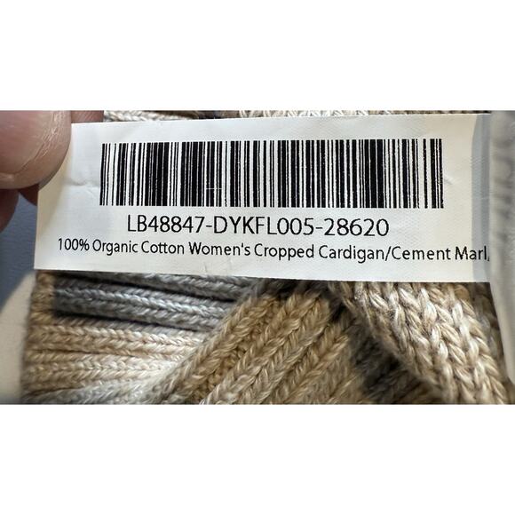 Quince 100% Organic Cotton Cropped Cardigan Womens Sz L Cement Tan Minimalist - Picture 10 of 11